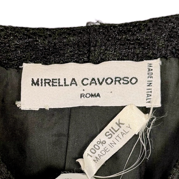 MIRELLA CAVORSO Italy Woven Black Silk Bead Rhinestone Encrusted Blazer Jacket - Picture 9 of 9